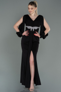 Длинное Вечернее Платье Черный ABU2901