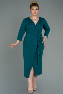 Миди Вечернее Платье Большого Размера Изумрудно-зеленый ABK1744