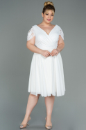 Большое Короткое Шифоновое Платье Белый ABK1890