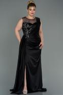 Большое Атласное Платье Черный ABU3125