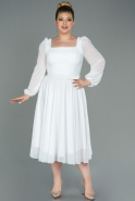 Большое Миди Шифоновое Платье Белый ABK1753