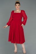 Большое Миди Шифоновое Платье красный ABK1753
