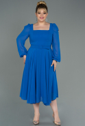 Большое Миди Шифоновое Платье Ярко-синий ABK1753