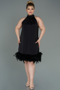 Большое Миди Шифоновое Платье Черный ABK1733