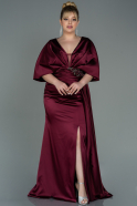 Большое Атласное Платье Бордовый ABU3130