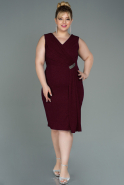 Миди Вечернее Платье Большого Размера Бордовый ABK1752