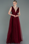 Длинное Выпускное Платье Бордовый ABU3135