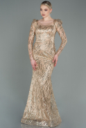 Длинное Вечернее Платье Золотой ABU3140