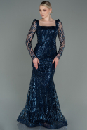 Длинное Вечернее Платье Темно-синий ABU3140
