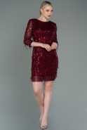 Короткое Вечернее Платье Бордовый ABK1599