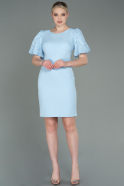 Короткое Платье На Приглашение Светло-синий ABK1758