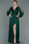 Длинное Вечернее Платье Изумрудно-зеленый ABU2905