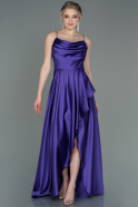 Длинное Атласное Выпускное Платье Пурпурный ABU2541