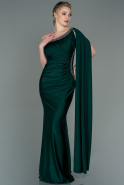Длинное Вечернее Платье Изумрудно-зеленый ABU2663