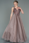 Длинное Вечернее Платье Телесный ABU2278