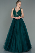 Длинное Вечернее Платье Изумрудно-зеленый ABU2278