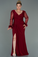 Длинное Свободное Вечернее Платье Бордовый ABU2976