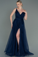 Длинное Вечернее Платье Темно-синий ABU3070