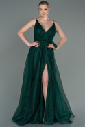Длинное Вечернее Платье Изумрудно-зеленый ABU3070