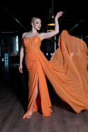 Длинное Шифоновое Вечернее Платье Оранжевый ABU3145