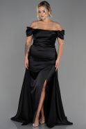 Большое Атласное Платье Черный ABU2923