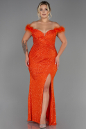 Длинное Вечернее Платье С Чешуйками Оранжевый ABU3193