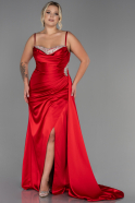 Большое Атласное Платье красный ABU2970