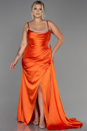 Большое Атласное Платье Оранжевый ABU2970