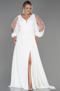 Длинное Шифоновое Вечернее Платье Белый ABU3221