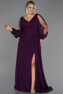 Длинное Шифоновое Вечернее Платье Пурпурный ABU3221