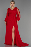 Длинное Шифоновое Вечернее Платье красный ABU3221