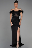 Длинное Вечернее Платье Черный ABU3224