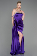 Длинное Атласное Вечернее Платье Пурпурный ABU2618