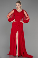 Длинное Шифоновое Вечернее Платье красный ABU3220