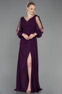Длинное Шифоновое Вечернее Платье Пурпурный ABU3220