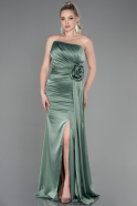 Длинное Атласное Вечернее Платье Бирюзовый ABU3234