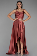 Длинное Атласное Выпускное Платье Цвет корицы ABU3242