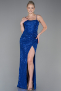 Длинное Чешуйчатое Вечернее Платье Ярко-синий ABU3246