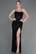 Длинное Чешуйчатое Вечернее Платье Черный ABU3246