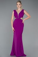 Длинное Шифоновое Выпускное Платье Фиолетовый ABU3184