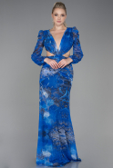 Длинное Вечернее Платье Ярко-синий ABU2637