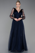 Длинное Вечернее Платье Темно-синий ABU3207