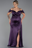 Большое Атласное Платье Тёмно-пурпурный ABU2855