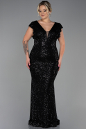 Длинное Свободное Вечернее Платье Черный ABU1045