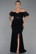 Большое Длинное Кружевное Платье Черный ABU2571