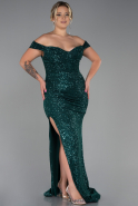 Длинное Вечернее Платье С Чешуйками Изумрудно-зеленый ABU3203