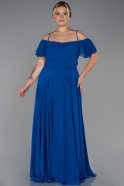 Длинное Шифоновое Вечернее Платье Ярко-синий ABU3259