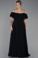 Длинное Шифоновое Вечернее Платье Черный ABU3259