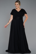 Длинное Шифоновое Вечернее Платье Черный ABU2576