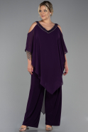 Шифоновое Вечернее Платье Для Полных Пурпурный ABT096